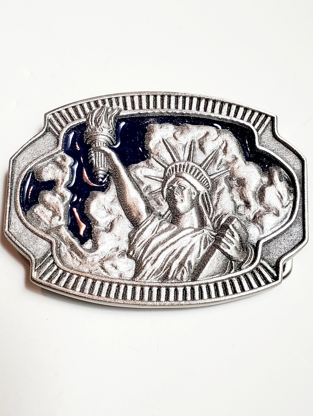 Statue Of Liberty Enamel And Pewter Belt Buckle